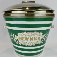 Antique Ironstone Pottery Green New Milk Pail