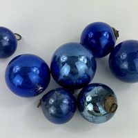 Antique Blue Glass Kugel Ornaments