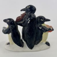 Antique Bisque Christmas Cake Decoration Penguins