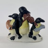 Antique Bisque Christmas Cake Decoration Penguins