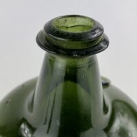 Antique Emerald Green Glass Sealed Onion Wine Bottle