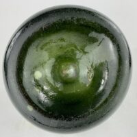Antique Emerald Green Glass Sealed Onion Wine Bottle