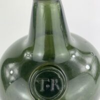 Antique Emerald Green Glass Sealed Onion Wine Bottle