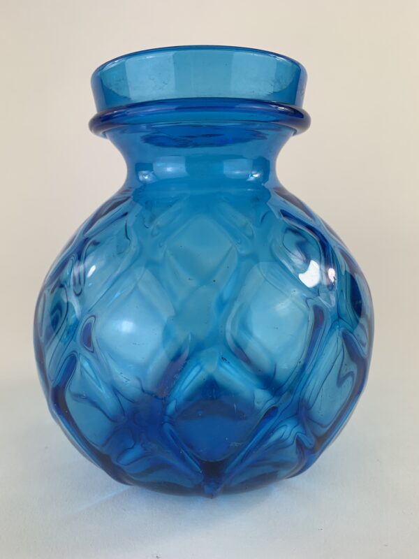 Antique Quilted Diamond Pattern Handblown Hyacinth Vase