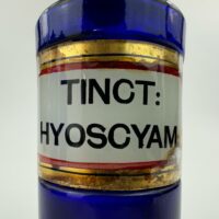 Antique Blue Glass LUG Chemist Bottle Tinct Hyoscyam:
