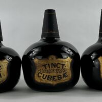 Antique Black Glass Apothecary Onion Bottles