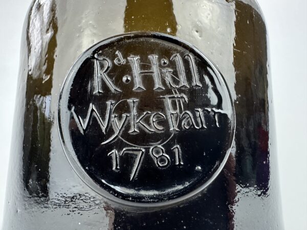 Antique Black Glass Wine Bottle Wyke Farm 1781