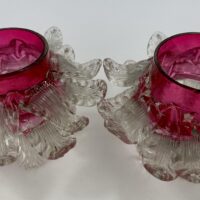 Antique Glass Fairy Lamp Petals Pair