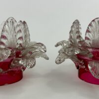 Antique Glass Fairy Lamp Petals Pair