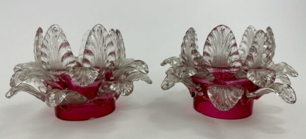 Antique Glass Fairy Lamp Petals Pair