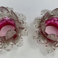 Antique Glass Fairy Lamp Petals Pair