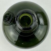 Antique Emerald Green Glass Sealed Onion Wine Bottle