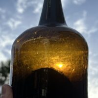English Glass Mallet Bottle Uttoxeter c1740,s