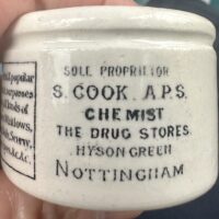 Cook Chemist Nottingham Pottery Ointment Pot
