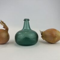 Antique Glass Aquamarine Onion Bottle Tiny!