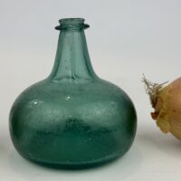 Antique Glass Aquamarine Onion Bottle Tiny!