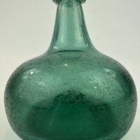 Antique Glass Aquamarine Onion Bottle Tiny!