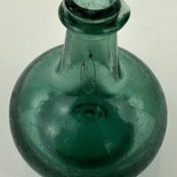 Antique Glass Aquamarine Onion Bottle Tiny!