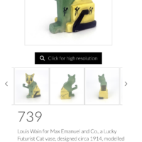 Rare Louis Wain Pottery Cubist Lucky Cat Max Emanuel