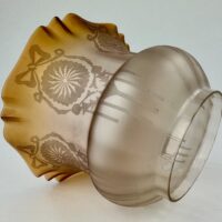 Antique Orange Glass Oil Lampshade