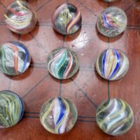 Antique Solitaire Board With Pontil Marbles 3/4 Inch