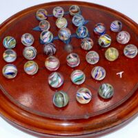 Antique Solitaire Board With Pontil Marbles 3/4 Inch