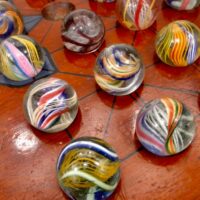 Antique Solitaire Board With Pontil Marbles 3/4 Inch