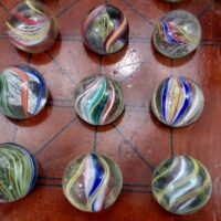 Antique Solitaire Board With Pontil Marbles 3/4 Inch