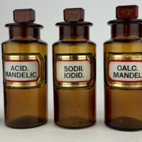 Four LUG Amber Apothecary Chemist Bottles