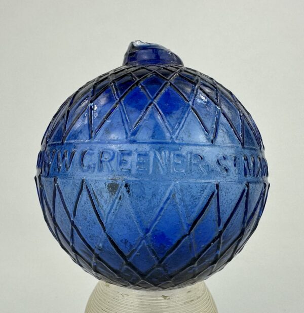 Antique Blue Glass Target Ball Greener London