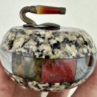 Scottish Agate Curling Stone Inkwell Inkpot