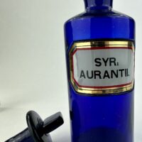 Rare Split Size Blue Glass LUG Pharmacy Bottle