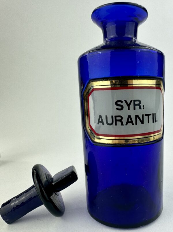 Rare Split Size Blue Glass LUG Pharmacy Bottle