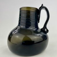 Rare Gorge Handled Black Glass Jug C1720