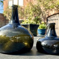 Antique Glass Damaged Magnum Onion Wine Bottle