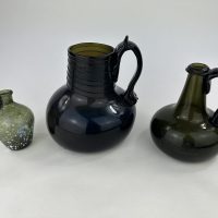 Rare Gorge Handled Black Glass Jug C1720