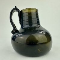 Rare Gorge Handled Black Glass Jug C1720