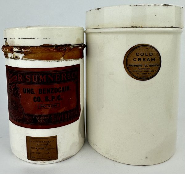 Whiteware Pottery Apothecary Jars Sumner Liverpool