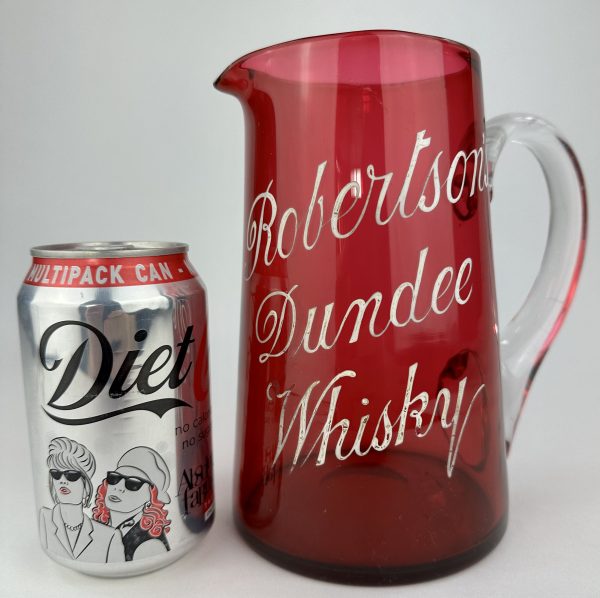 Robertsons Red Glass Dundee Whisky Jug