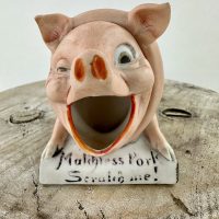 Shafer & Vater Porcelain Match Holder Pig