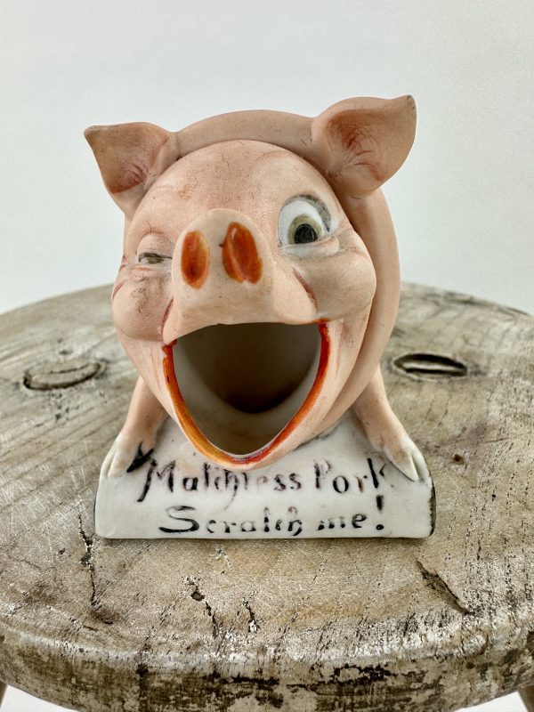 Shafer & Vater Porcelain Match Holder Pig