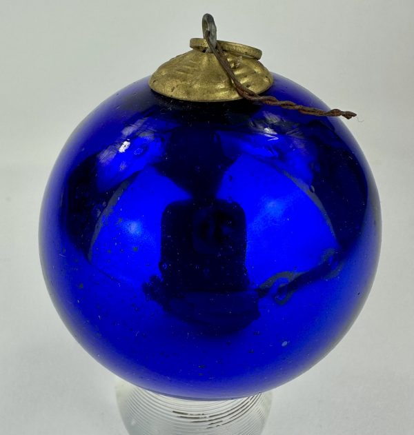 Antique Blue Glass Christmas Ornament Kugel