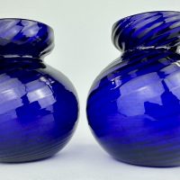 Antique Cobalt Blue Glass Pontilled Hyacinth Vases