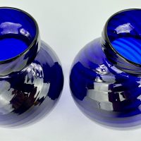Antique Cobalt Blue Glass Pontilled Hyacinth Vases