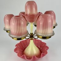 Burmese Glass Fairy Lamp Epergne