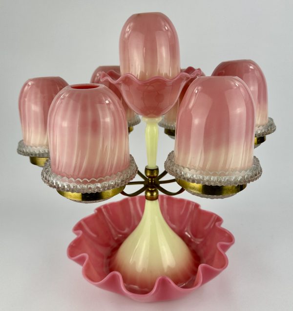 Burmese Glass Fairy Lamp Epergne