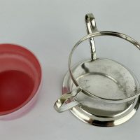 Satin Glass Fairy Lamp Silver Plate Holder