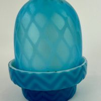 Blue Herringbone Design Glass Fairy Lamp Base