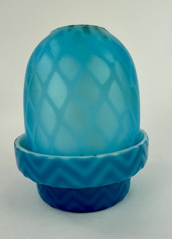 Blue Herringbone Design Glass Fairy Lamp Base