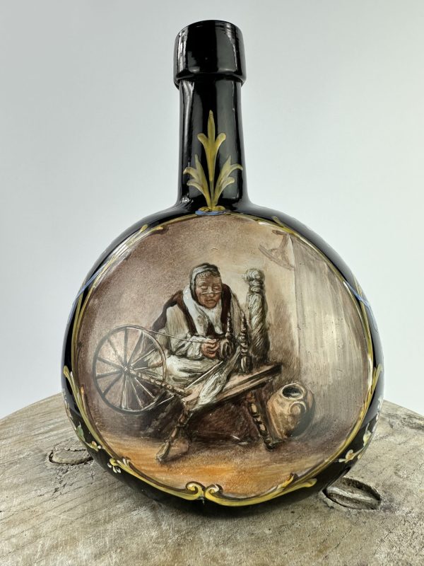 Rare Painted Bottle Wool Spinner Pontil